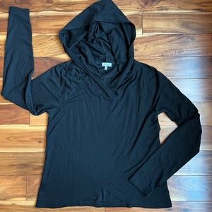 Tobi Women's Black Hooded Long Sleeved Top Shirt Small